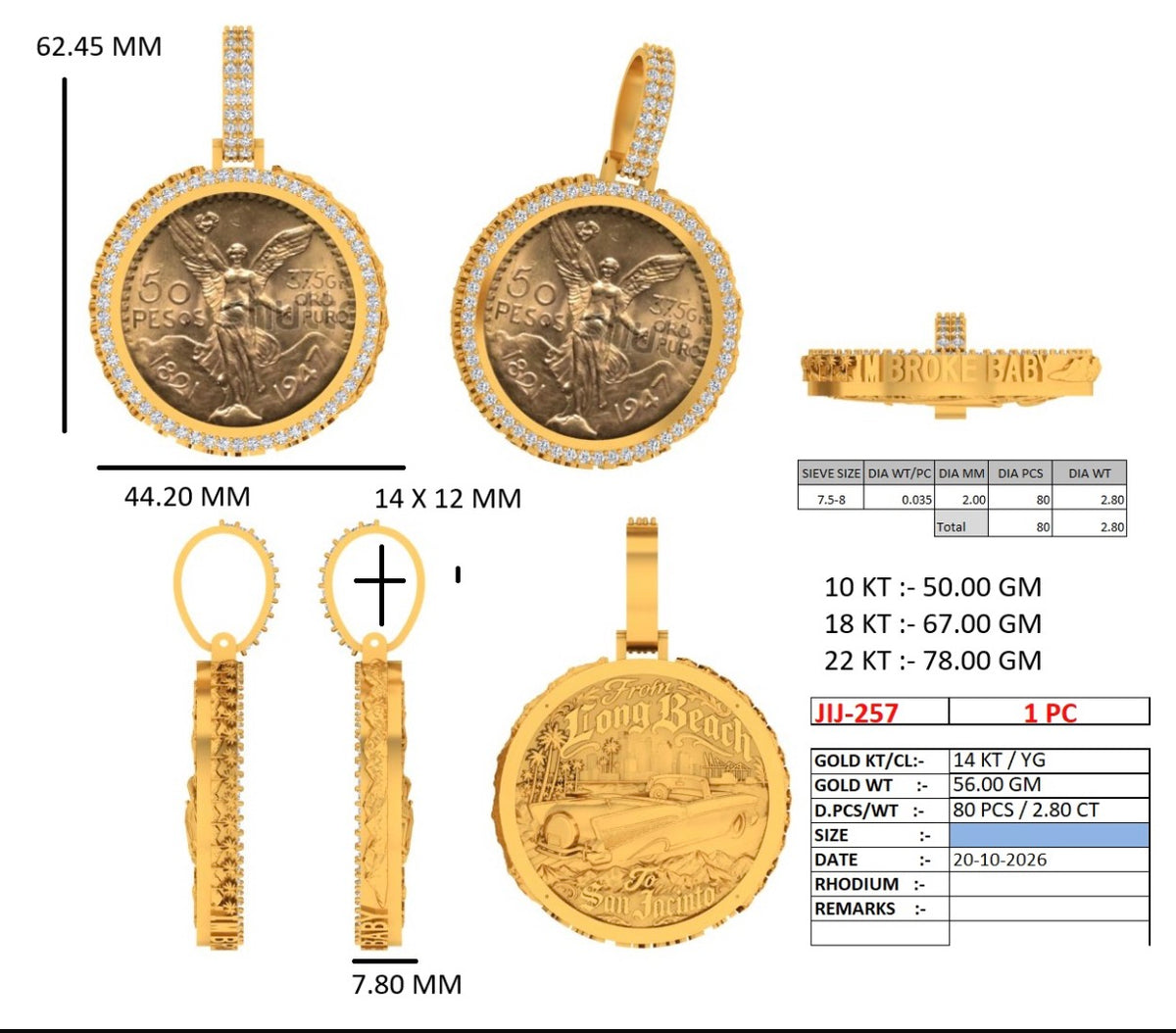 Custom 14k bezel with screw backplate with natural vs diamonds first half payment