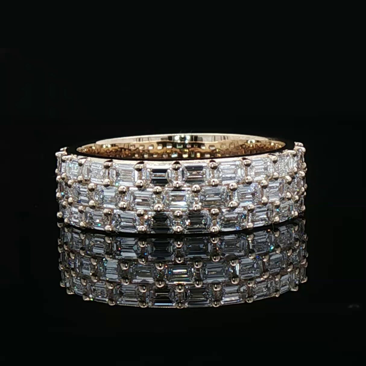 Custom Half 3 Row Eternity Ring with Emerald Cut Diamonds