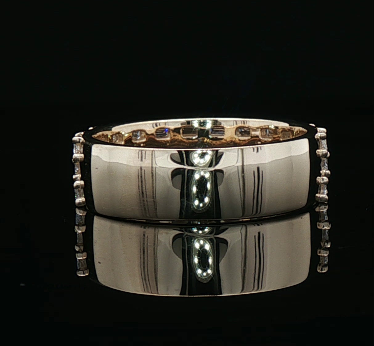 Custom Half 3 Row Eternity Ring with Emerald Cut Diamonds