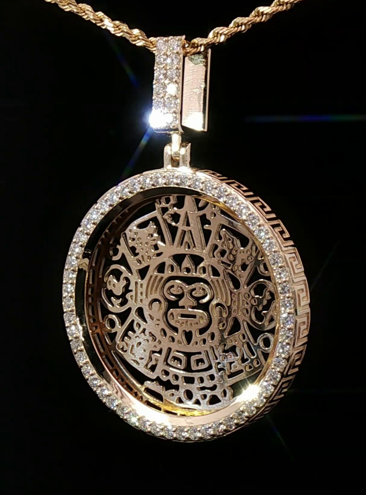 Custom 14k centenario aztec bezel with diamonds