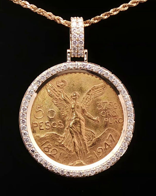 Custom 14k centenario aztec bezel with diamonds