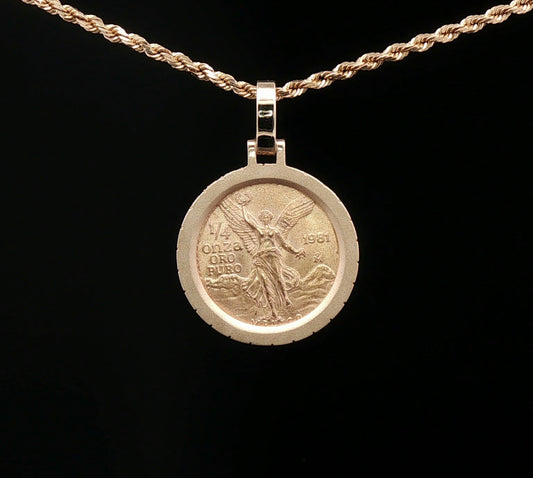 Custom 14k Simple Signature Bezel for 1/4 libertad coin