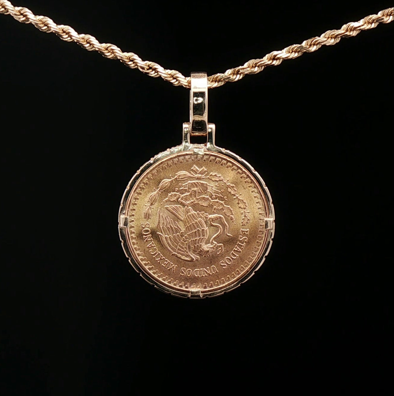 Custom 14k Simple Signature Bezel for 1/4 libertad coin