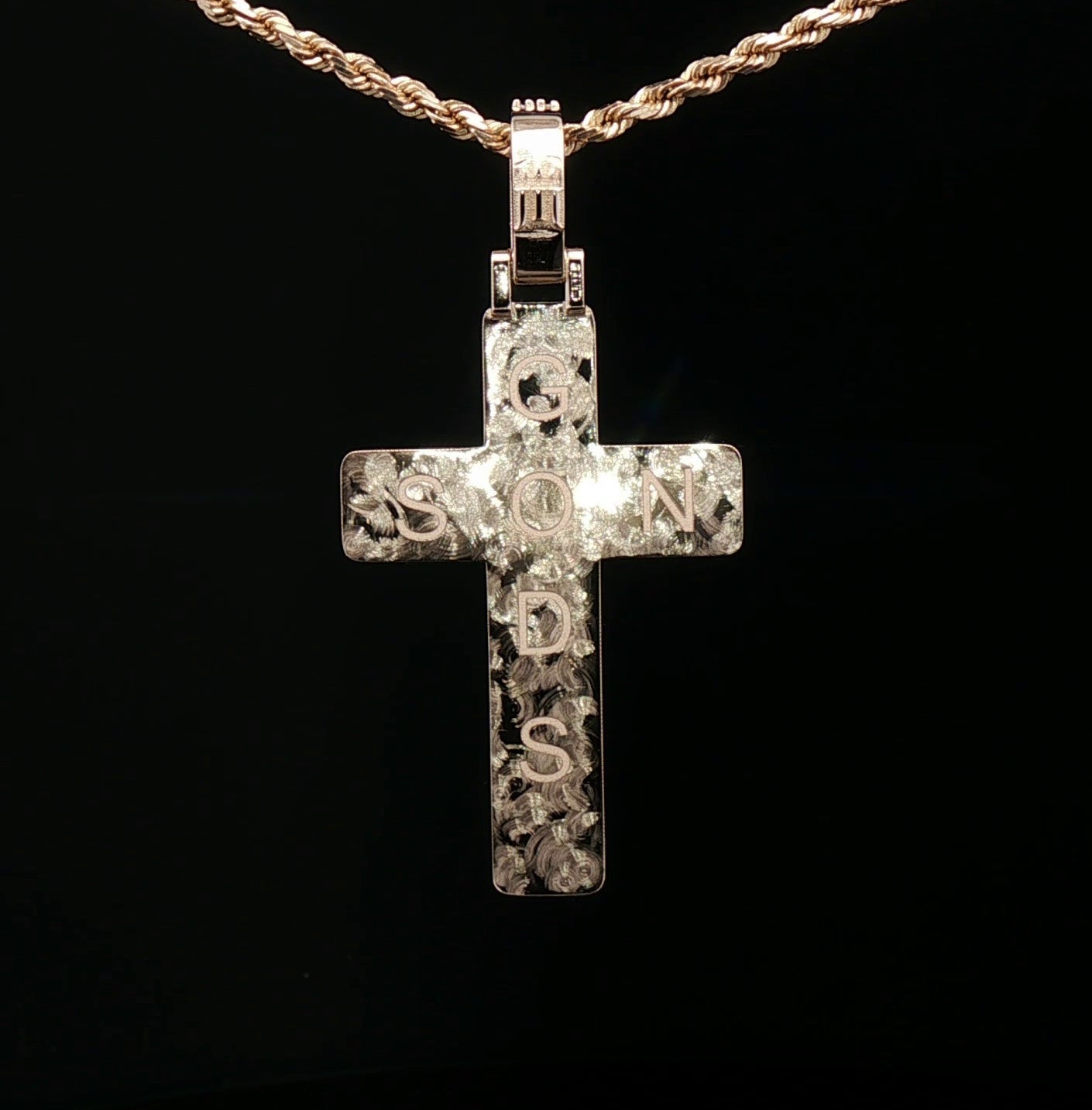Custom 14k Diamond Border Cross