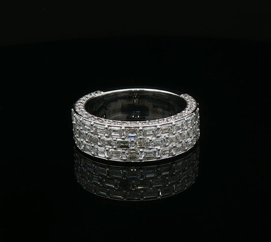 Custom 3/4 fully iced emerald cut ring