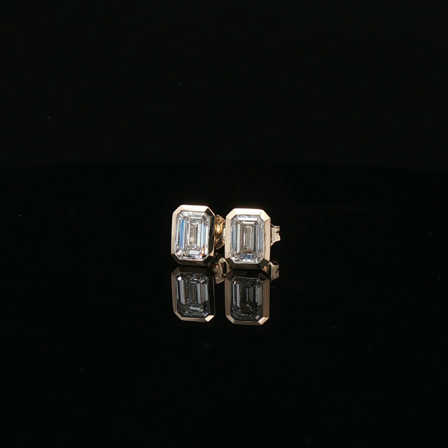 2ctw Emerald Cut Bezel Set Earrings