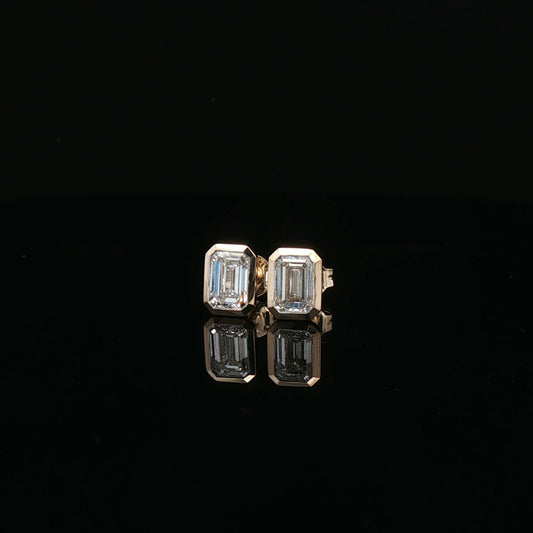2ctw Emerald Cut Bezel Set Earrings