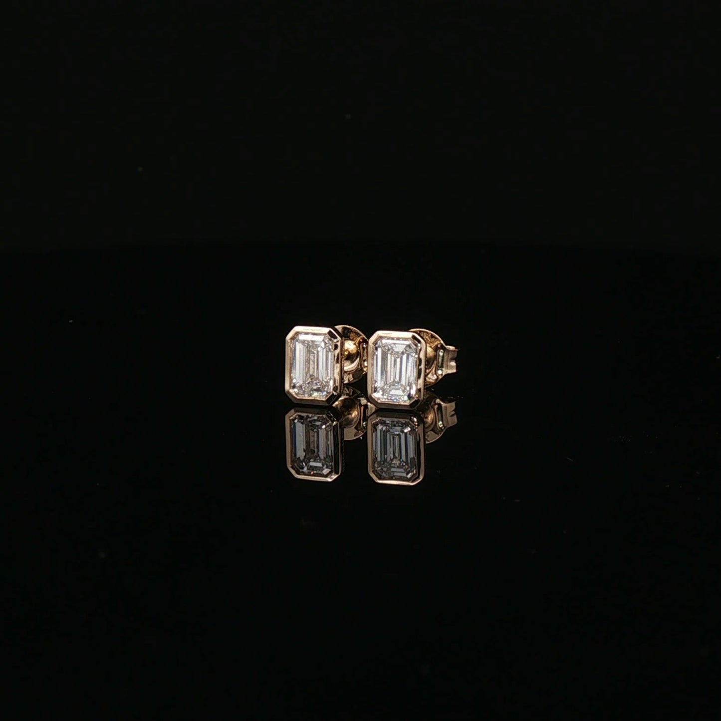 1ctw Emerald Cut Bezel Set Earrings