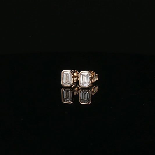 1ctw Emerald Cut Bezel Set Earrings