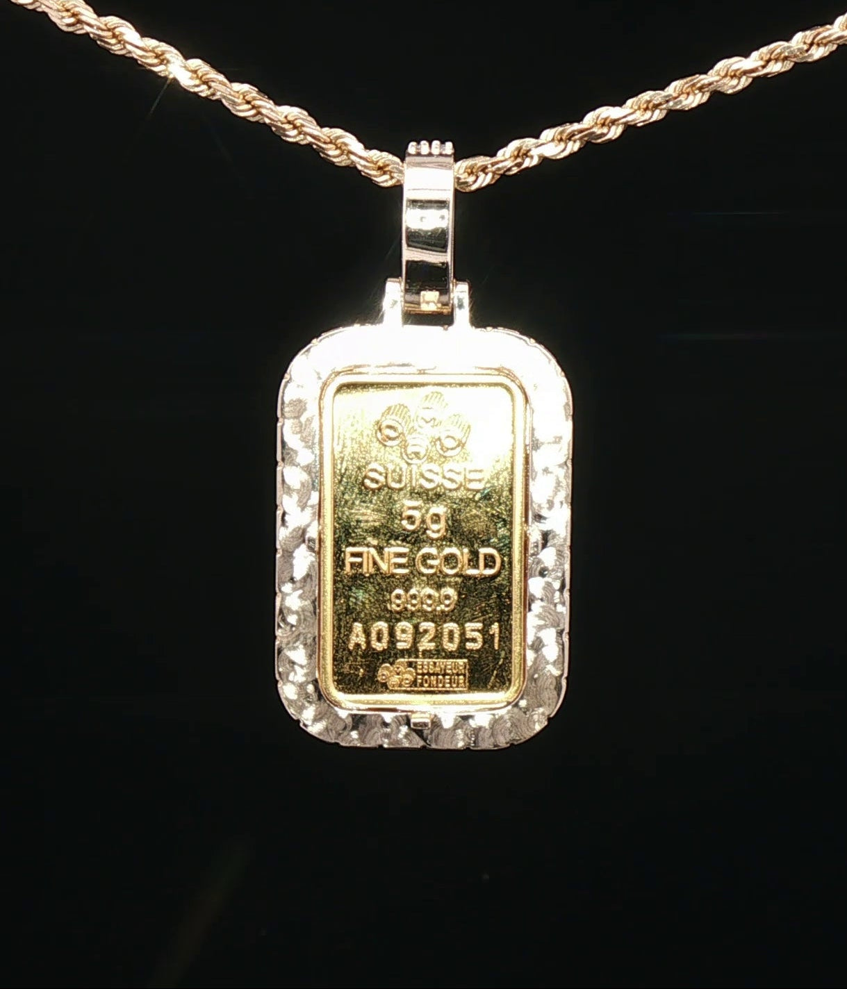 Custom 14k Greek Key 5g Pamp bezel with diamond bail