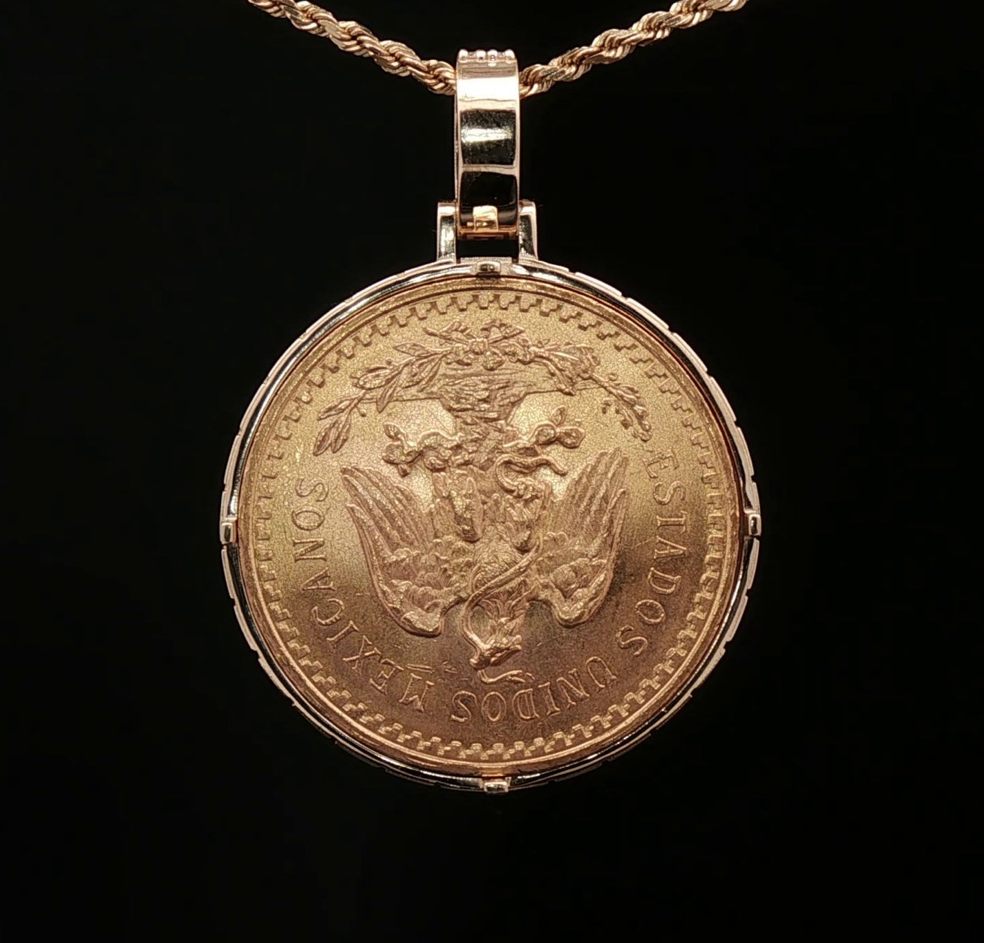 Custom 14k Centenario Bezel with Diamond Bail