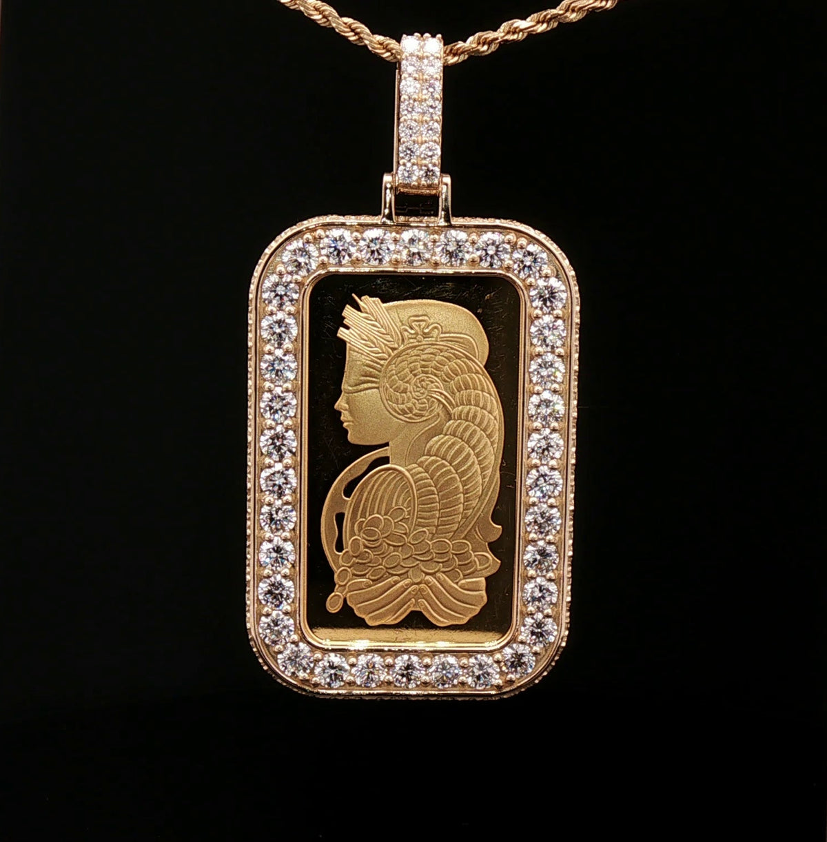 Custom 20 Pointer 14k Cross & Thorn 1oz Pamp Bezel