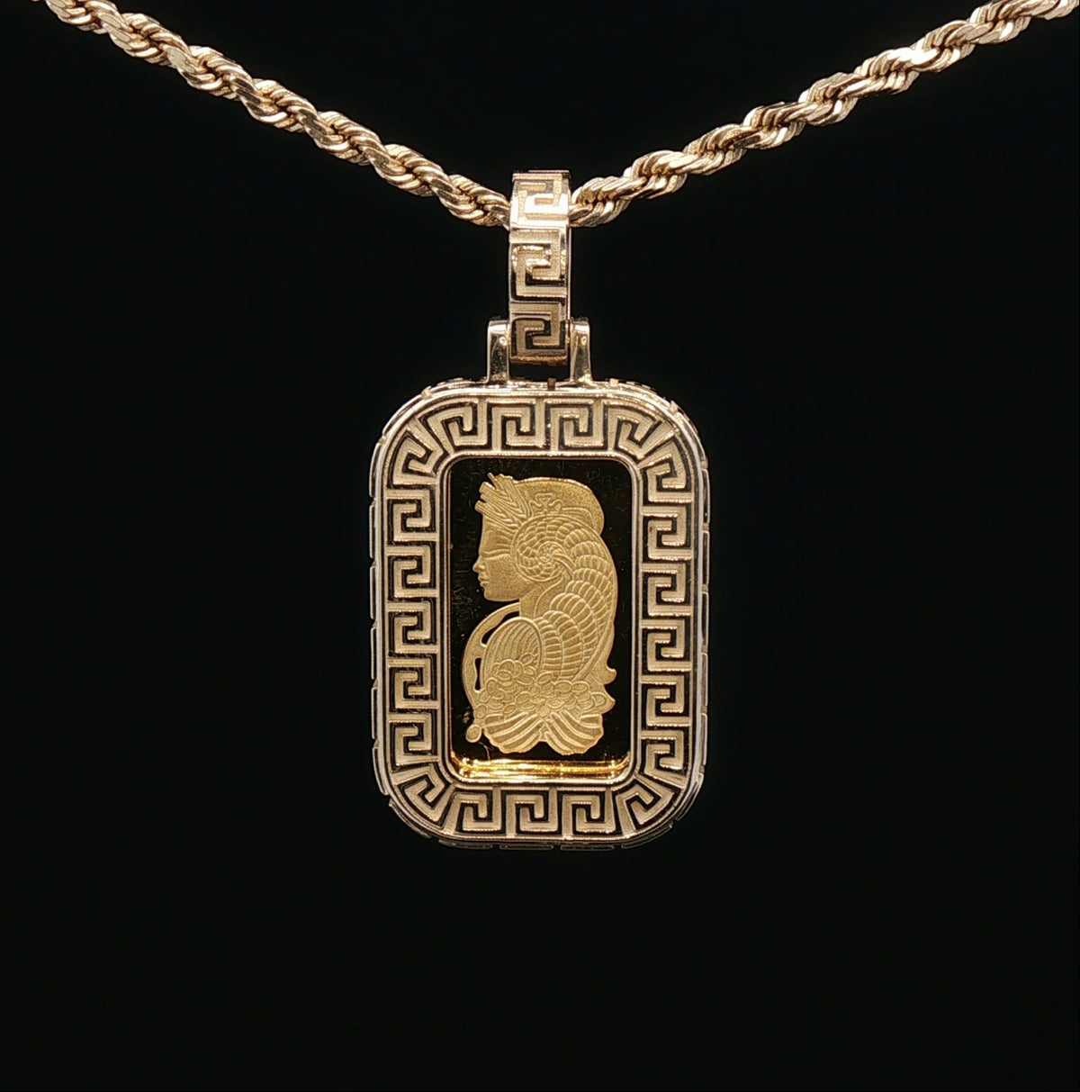 Custom 14k Greek Key 2.5g Pamp bezel
