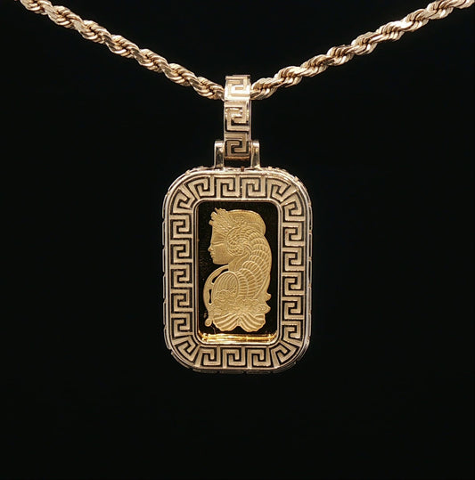 Custom 14k Greek Key 2.5g Pamp bezel