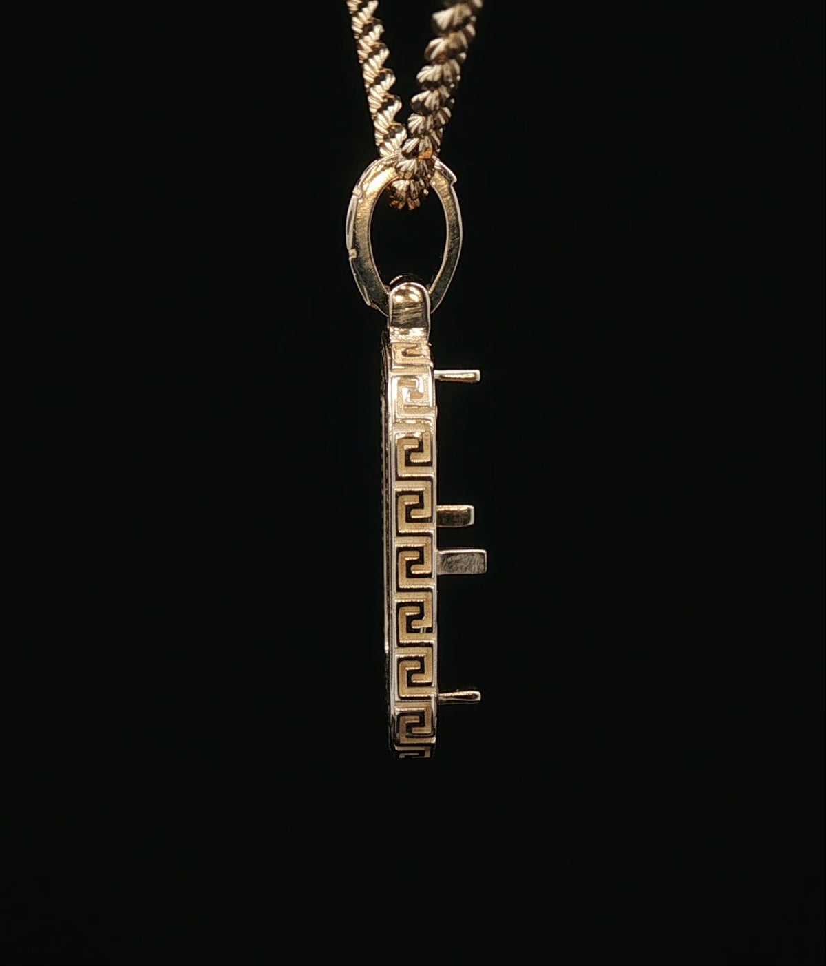 Custom 14k Greek Key 2.5g Pamp bezel